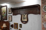 Antique French Oak Wall Coat Rack with Mirror