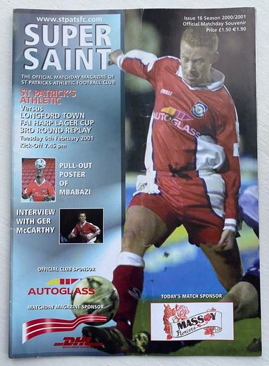 2001 St. Patrick's Athletics v Longford Town - FAI Harp Lager Cup 3rd Round Replay Programme