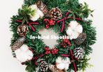 Cotton Flower with Pine Cones Door Decoration Christmas Wreath 11.8 Inch
