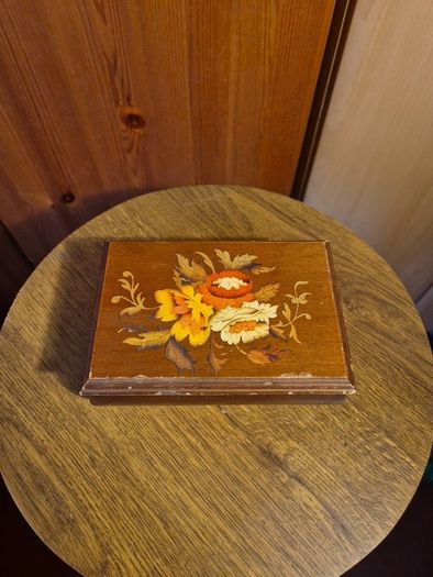 Vintage Wooden Jewellery Box with a Mirror
