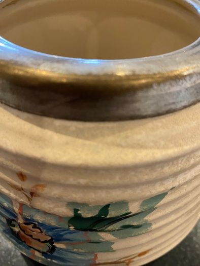 Bramley vintage ribbed biscuit barrel with  silver plated lid .