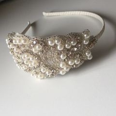 Diamond and Pearl bridal headpiece