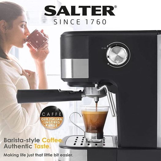 Espresso Pro Maker, 15-Bar Pressure Pump, Barista-Style Coffee/Latte/Cappuccino Machine, Makes 2 Cups at Once, Includes Milk Frothing Wand, Stainless Steel Filter, Black (FREE SHIPPING)