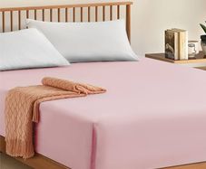 Cotton 300TC Hotel Quantity 30 cm Fitted Bedsheets Blush Pink, Double