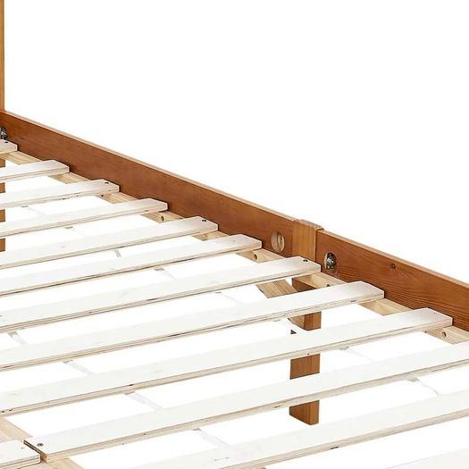 Canopy Bed Frame Honey Brown Solid Pine Wood 120x200 cm