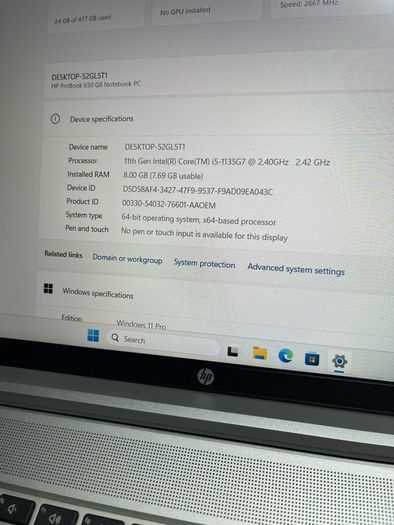 HP ProBook i5 pro 11 gen 8/512 Windows 11 pro