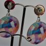 Round Geometric Pattern Beaded Stud Earrings Image 7