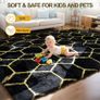 Geometric Rugs Living Room-160x230cm Extra Large Black Rug, Ultra Soft Fluffy Shaggy Rug for living room, Washable Anti Slip Area Rug Carpet Image 3