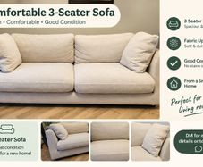 Brand New Comfortable 3 Seater Fabric Sofa Cream Beige Unused Condition