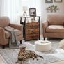 Bedside Table Set of 2 with Charging Station, Side Table with Led Lights Image 6