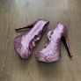 Bordello Pink Glitter Stiletto Heels UK 4.5 Image 4