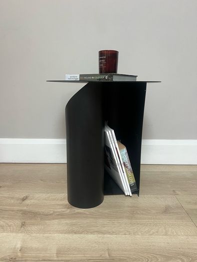Black metal Side table with storage