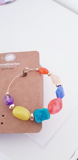 Hoop Earrings with Coloured Stones
