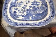Victorian Very Large Antique Blue and White Food Serving Platter