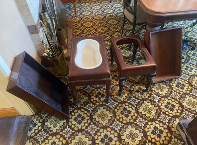 2 x Antique mahogany Victorian baby bath bidet