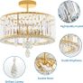 Gold Crystal Ceiling Lights,3-Light Modern LED Chandeliers Fitting,Industrial Crystal Semi Flush Mount Ceiling Lighting for Hallway Living Room Kitchen Bathroom,Dia 36.5cm Image 5