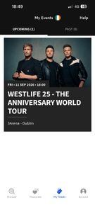 Westlife - 4x Standing Tickets