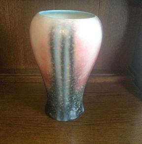 Vintage 1950s Slyvac black & Pink  large pottery vase