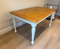 Extendible Wooden dining table & 4 fabric cushioned chairs