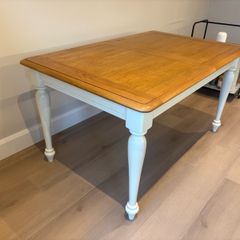 Extendible Wooden dining table & 4 fabric cushioned chairs