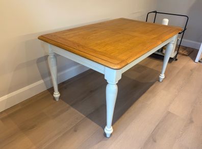 Extendible Wooden dining table & 4 fabric cushioned chairs