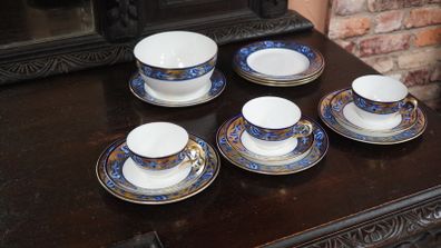 Shelley_Cobalt Swallows_14-Piece Tea Set c. 1910s