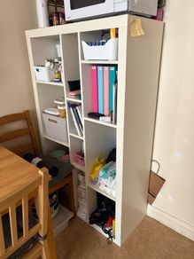 White shelf for swap with Kallax unit in Oak color