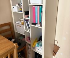 White shelf for swap with Kallax unit in Oak color