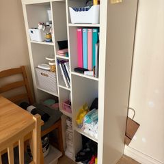 White shelf for swap with Kallax unit in Oak color