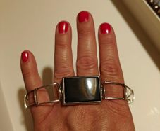 Vintage silver bracelet with onyx stone