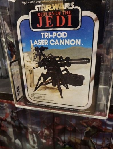 Vintage ROTJ Star Wars 1983 Tri Pod Laser Canon Mini Rig AFA Graded 80 Palitoy Bi Logo