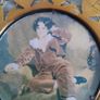 Vintage The Red Boy Print with Butterfly Design on Brass Frame Image 3