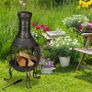 Chimenea with fire grate Aztec stove for garden gold Image 2