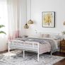 Double bed frame in metal White double bed frame, bed frame, metal bed frame, guest bed, for adults, children, easy installation, for small rooms, white Image 2