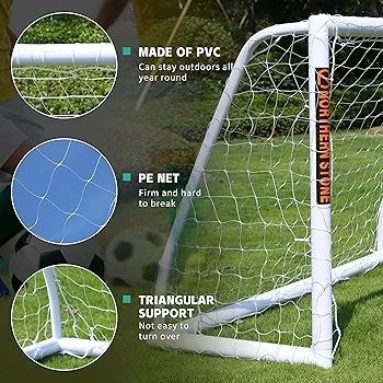 Ultimate All Weather uPVC Football Goal 6ft x 4ft Garden Portable Football Goals 70mm Thick PVC Goal Posts + Football Net Integrated Locking System