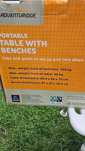 Portable table with benches