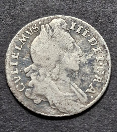William lll (1694-1702) Six Pence 1696 Coin  VERY RARE