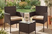Balcony Garden Furniture Set PE Brown Taupe