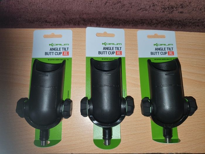 NEW - 3 x Korum Angle Tilt Butt Cup XL - Pike Perch Trout Salmon Bass Cod Pollock Carp Tench Bream Roach Feeder Method Umbrella Bivy Tent Rodpod Tripod