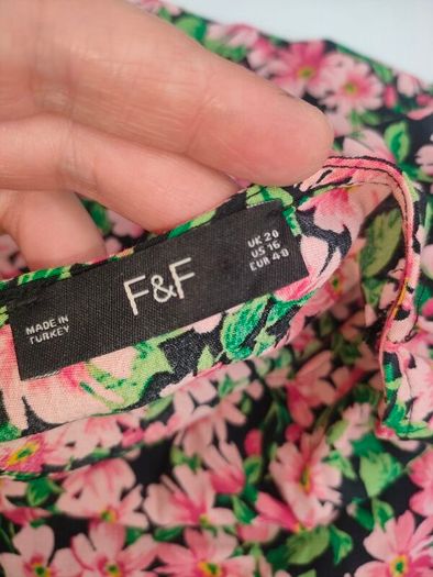 F&F Plus size pink floral midi dress uk20