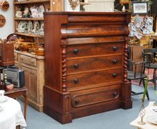 Antique 19th Century Mahogany Scotch Chest with Barley Twist Columns