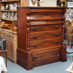Antique 19th Century Mahogany Scotch Chest with Barley Twist Columns
