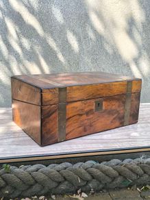 Antique Victorian Walnut Writing Slope / Desk Box