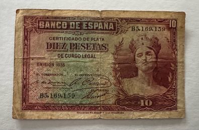 Spain 10 Pesetas 1935 Banknote