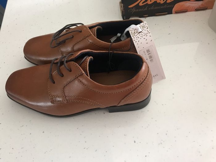 Boys brown leather shoes size 1 - New