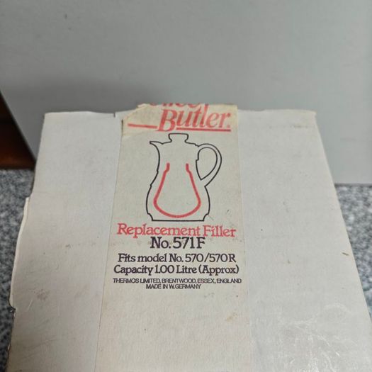 Vintage Thermos, No 570, "Ingrid"coffee pot, from 1983 10 1/2" high, plus additional replacement filler, 1980s
