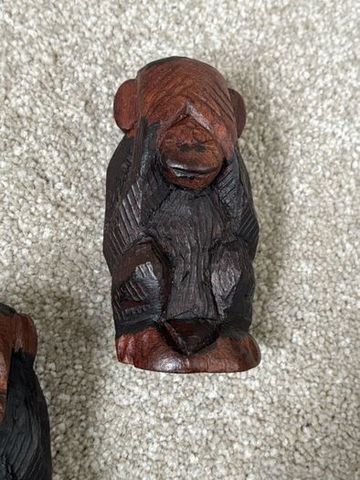 Wooden Hand Carved Three Wise Monkeys