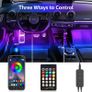 Car LED Strip Light, Interior Car Lights 2-Line Design Waterproof 4pcs APP Control Lighting Kit, Under Dash RGB Car Lighting with Car Charger Image 4
