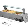 NEW  220v 3 pin plug ,Commercial Food Warmer, 1500W Electric Stainless Steel Steam Food Warmer with Glass Cover, 3- Pan Countertop Buffet Bain Marie with Soup & Perforated Ladles, for Catering, Restaurant & Party Image 2