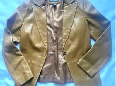 Banana Republic Tan Leather Jacket Size Uk10